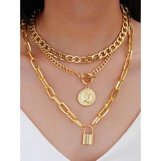 Conjunto De Colar Para Mulheres Transfronteiriço Feminino Pingente De Marca Redonda De Três Camadas Com Fivela OT