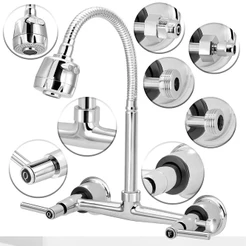 Torneira Cozinha Gourmet Parede Saída Filtro Purificador Universal Cozinha Quente Fria Metal Flexível Misturador