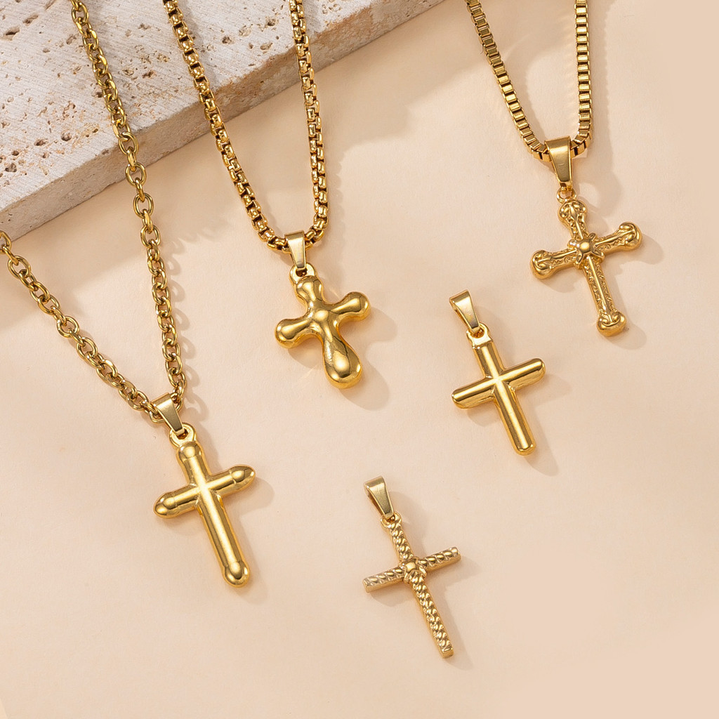 MONICOO Único pingente de aço inoxidável cruz colar acessórios moda titânio aço não-desbotamento diy jóias acessórios