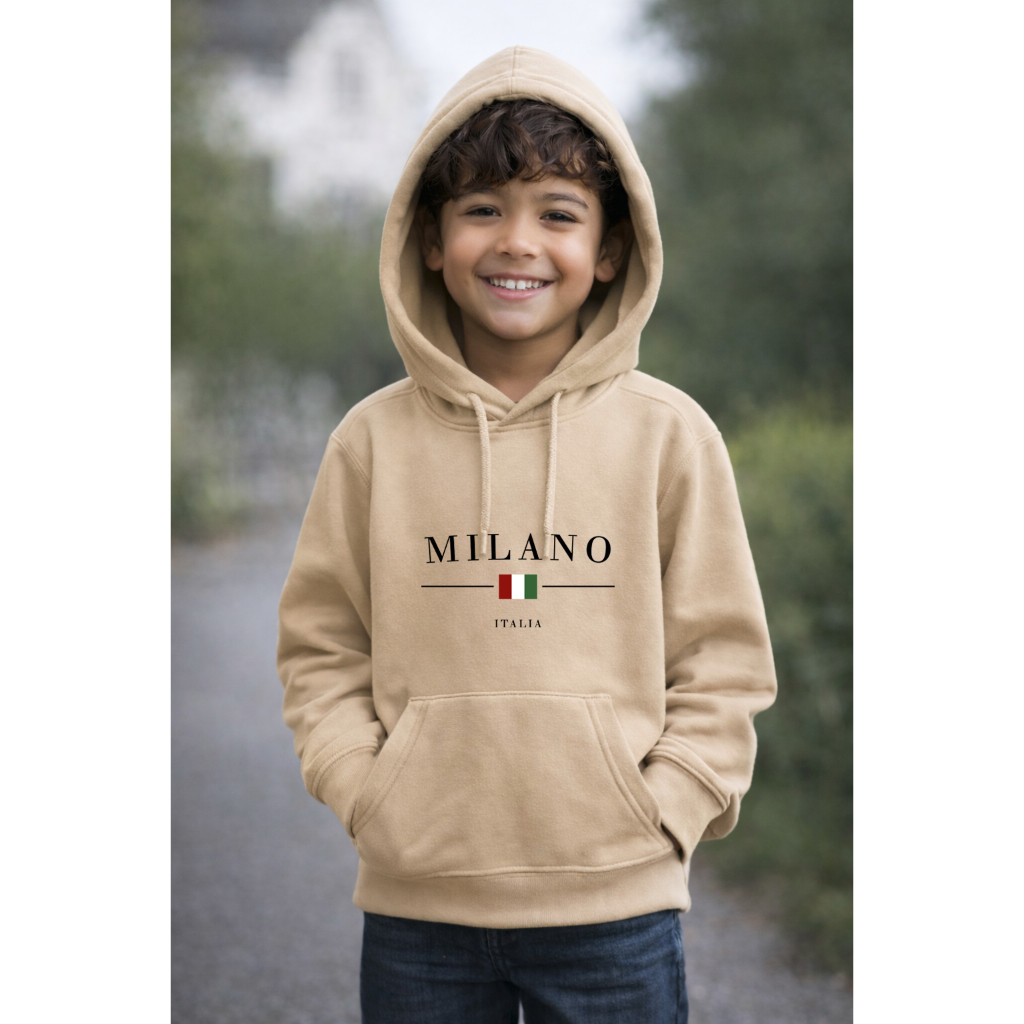 Moletom Canguru Masculino Estampado Milano Infantil Feminino 100% Algodão Premium Reforçado