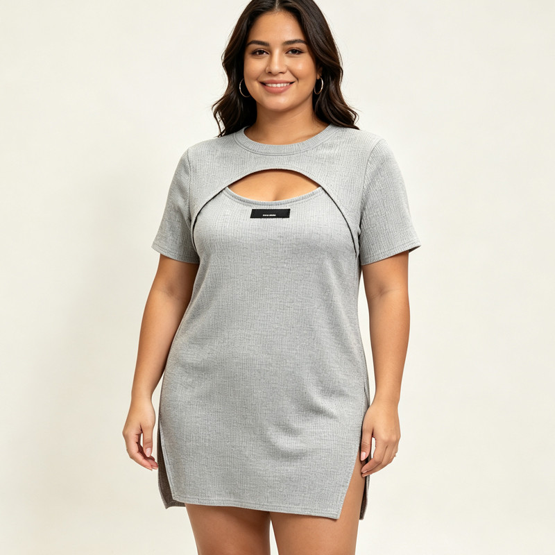 [Roupas femininas plus size] Camiseta Casual solta 150kg pode usar roupas femininas plus size gordura mm doce quente men