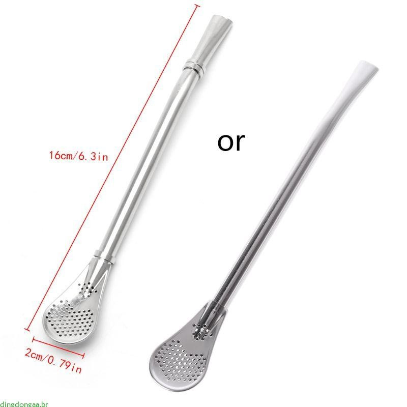 Canudo de metal Yerba com filtro de aço inoxidável prateado