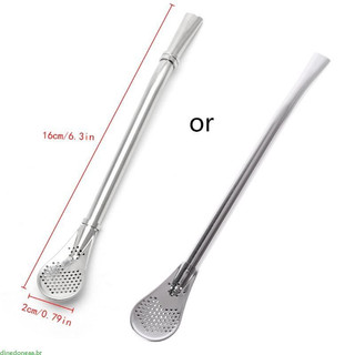 Canudo de metal Yerba com filtro de aço inoxidável prateado