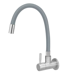 Torneira de Cozinha Inox Parede Flexível Gourmet Cinza Gray Agua Quente Fria Movel