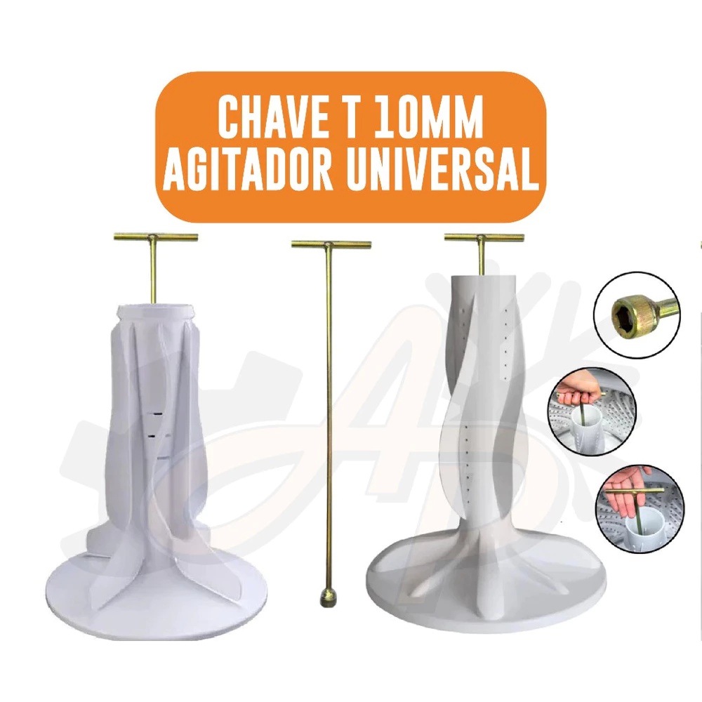 Chave T 10mm Longa Universal 48cm / 62cm para Agitador Lavadora de Roupas todas principais marcas