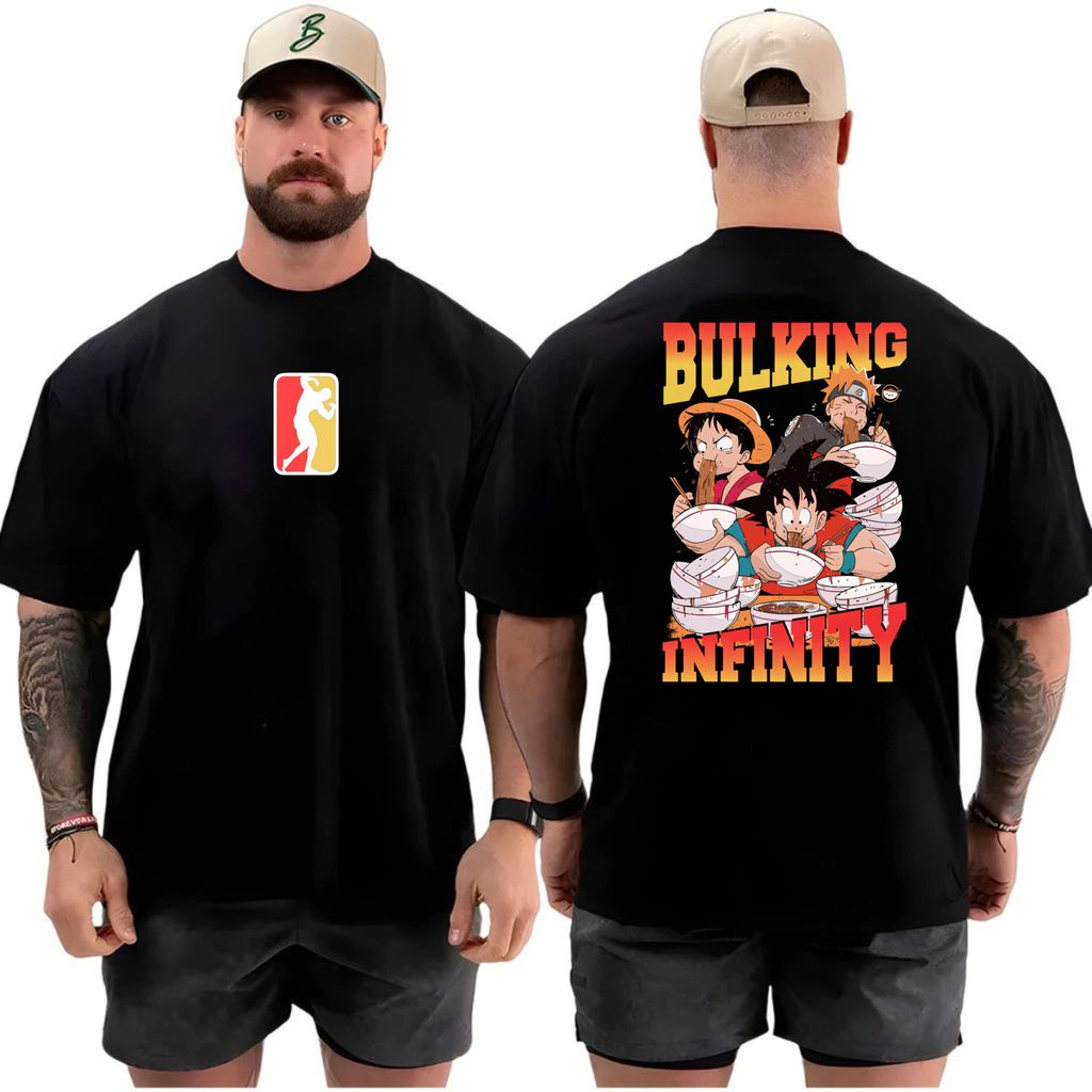 Camiseta masculina Oversized Estampa Bulking Infinity para Academia Musculação camisa algodão Streetwear 100% Algodão