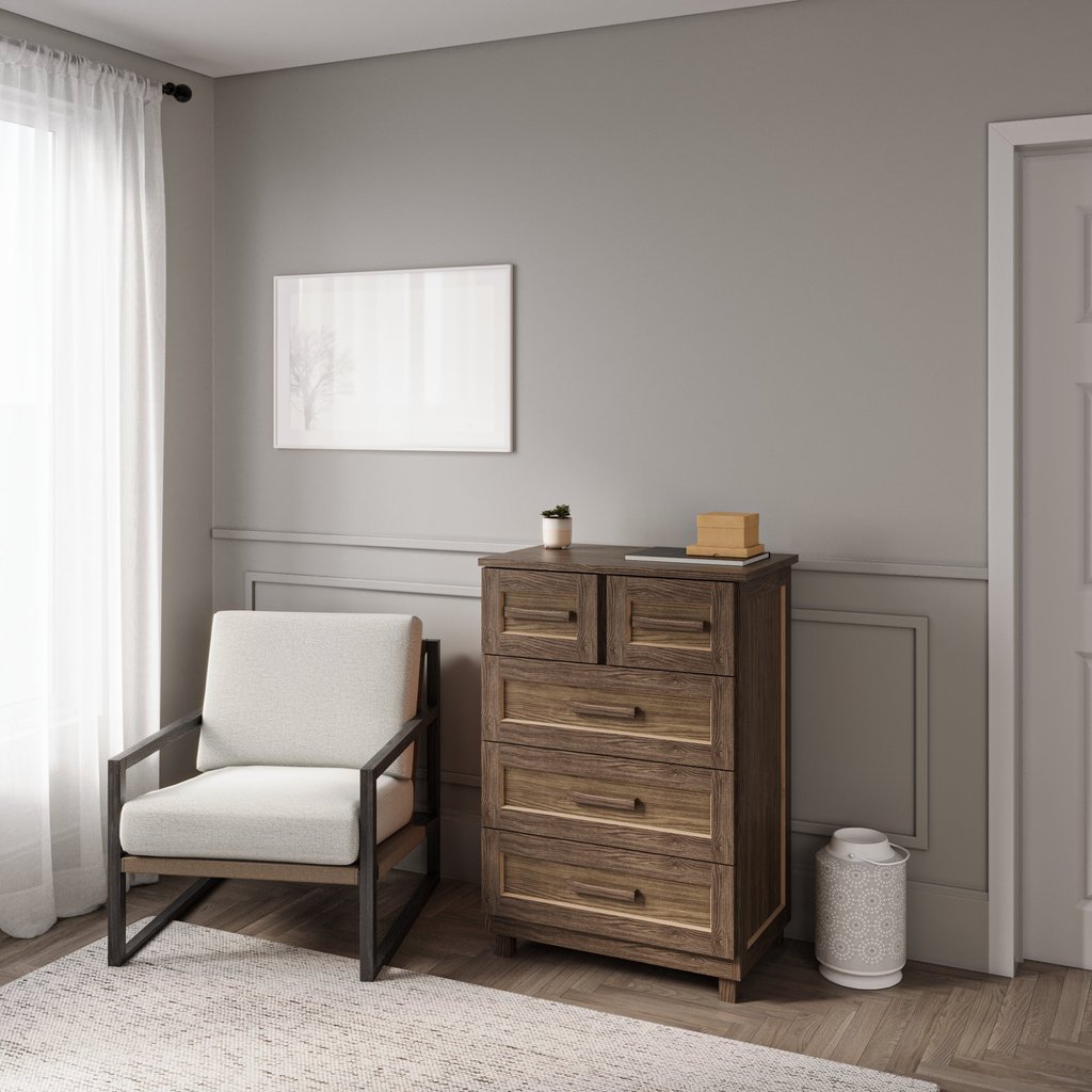 Cômoda para Quarto 5 Gavetas Madeira Maciça Manaus Marrom/Imbuia Imbuia Natural