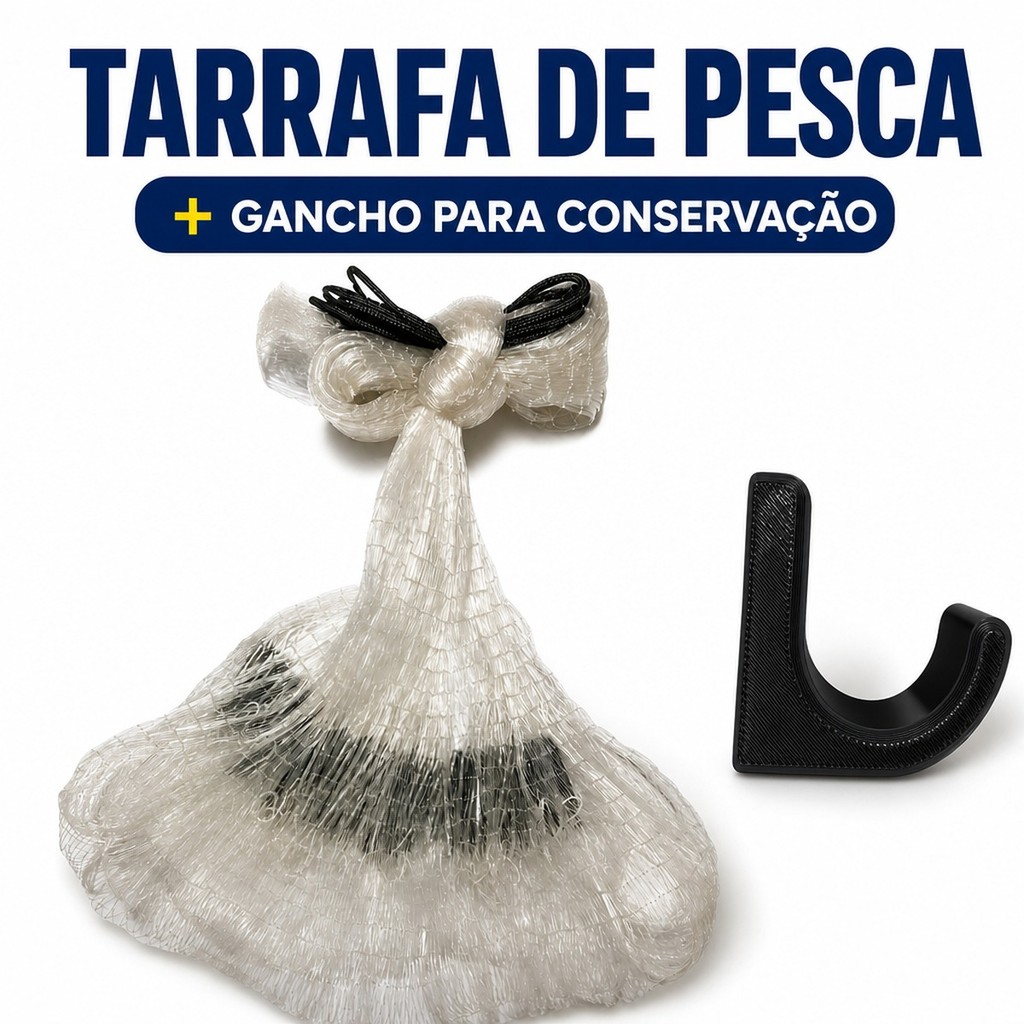 Tarrafa de Pesca IS Redes Tarrafas Malha 6 (3cm) Fio 0,40 Roda 10m Alt 1,90m com Gancho para Conservação