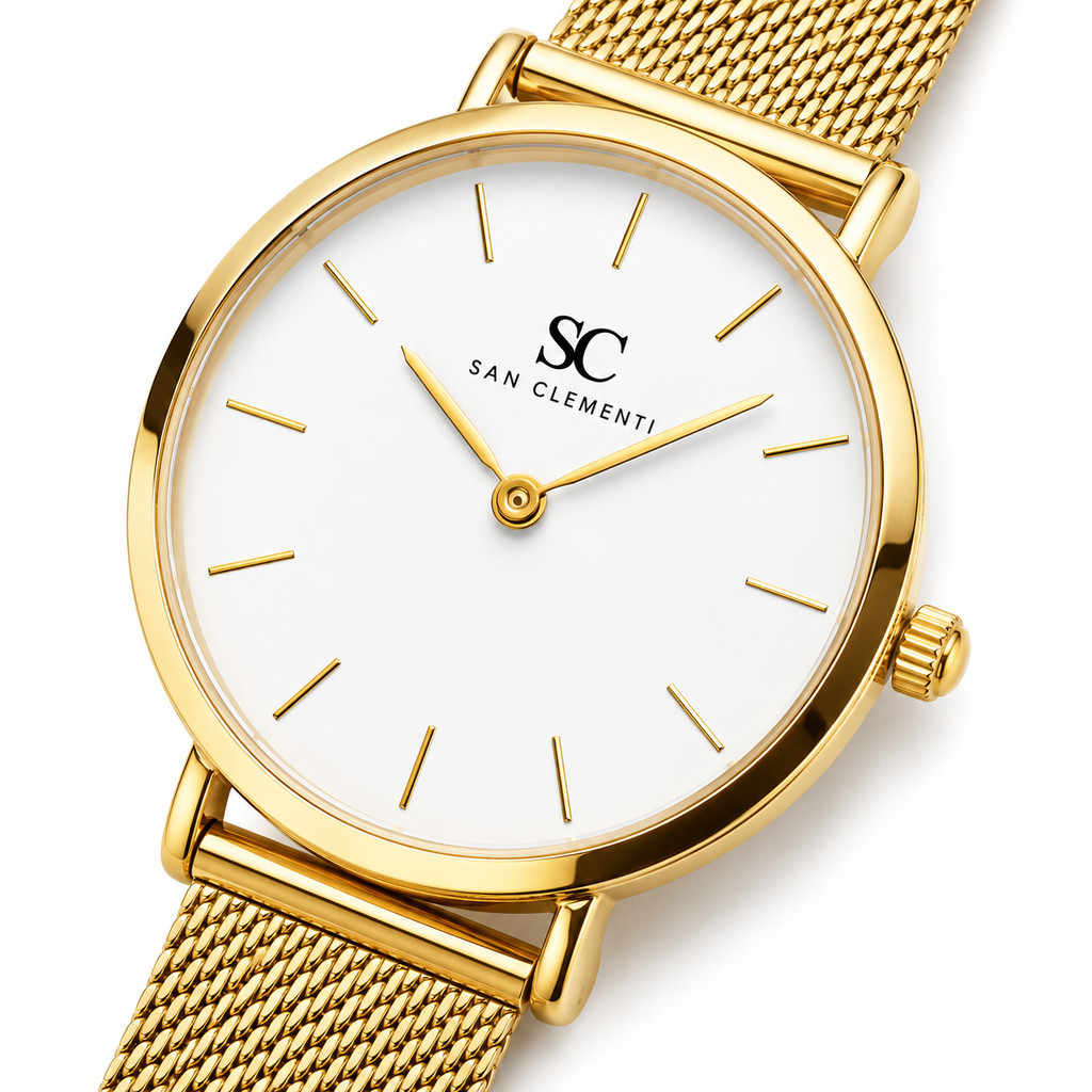 Relógio Feminino Dourado Analógico 32mm Aço Inoxidável Verona San Clementi Original Sofisticado Elegante — imagem 2 de 2