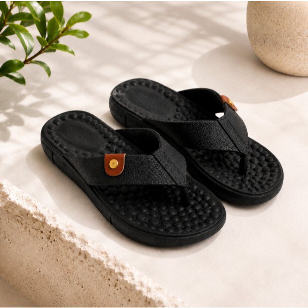 Chinelo Feminino Modal Massageador Anatômico Confortável Macio Antiderrapante Casual Ortopédico Leve