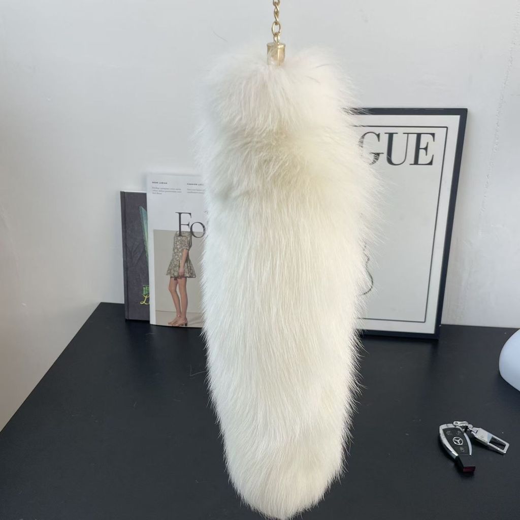 Cabelo Real raposa cauda pingente chaveiro pingente saco ornamentos desempenho adereços pingente de couro de pelúcia ore