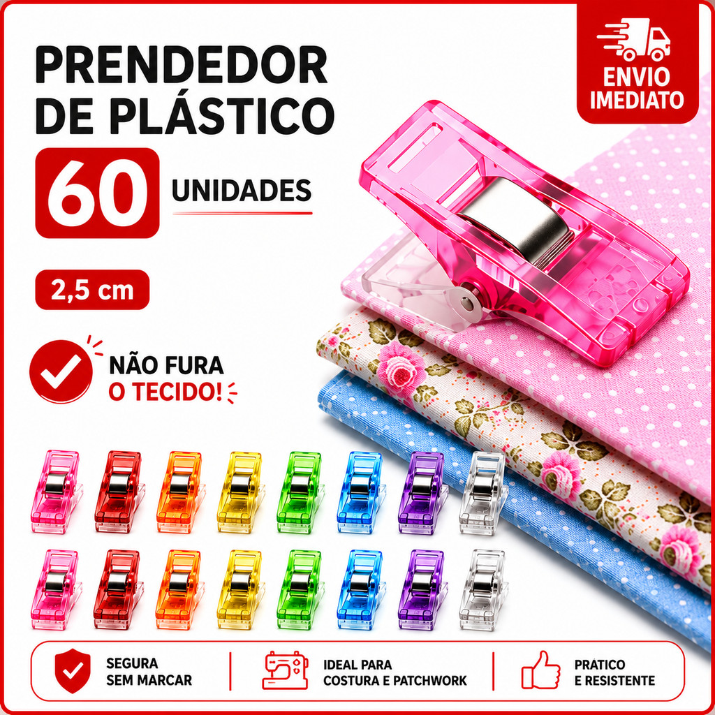 Clipes Prendedor para Costura Patchwork Presilha Tecido Multiuso Kit 15 30 60un