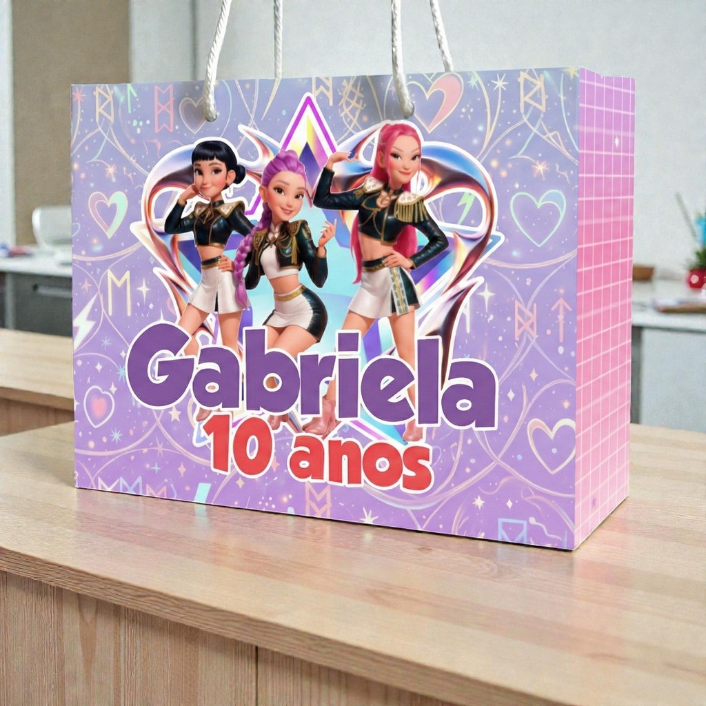 SACOLA  GUERREIRAS DO K-POP  Personalizado | Sacolinha | Lembrancinha | Mimos | Aniversário GUERREIRAS DO K-POP