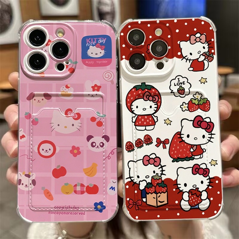 Morango Hello Kitty Capa De Telefone Para Samsung Galaxy A04 A12 A13 A22 A42 A52S A52 A72 A32 A50 A30 A03 A73 Carteira T