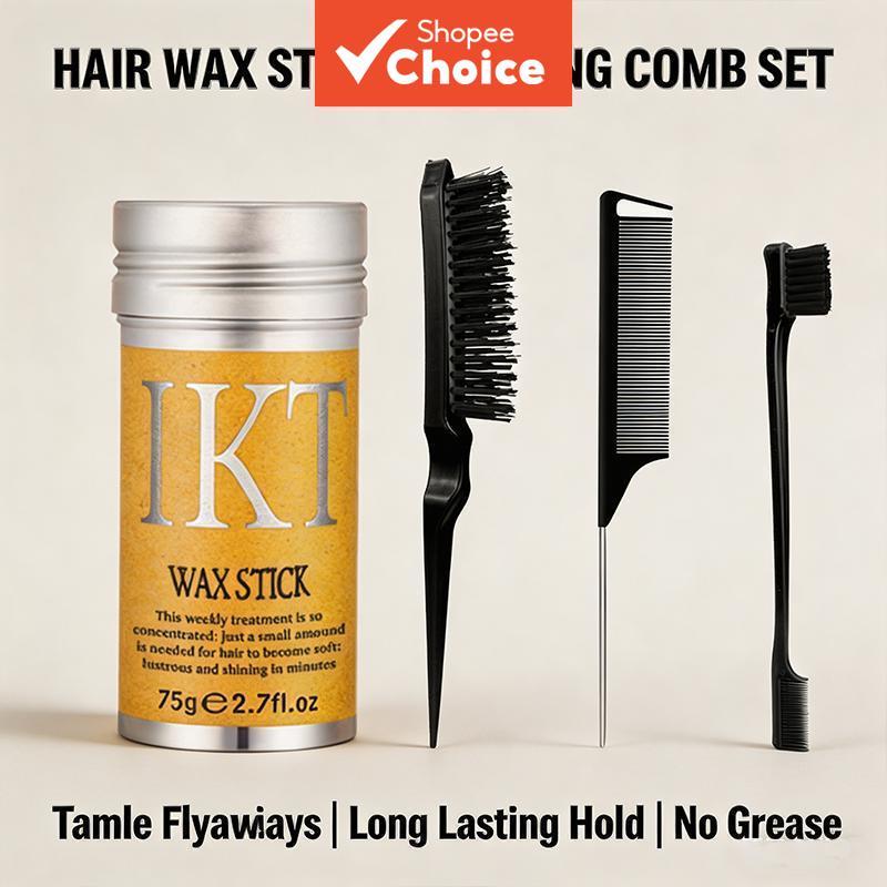 Kit 4 Bastões de Cera, para Prevenir Cabelos Frizz e Voar, Conjunto de Pincel para Estilo, Maquiagem e Cabeleireiro