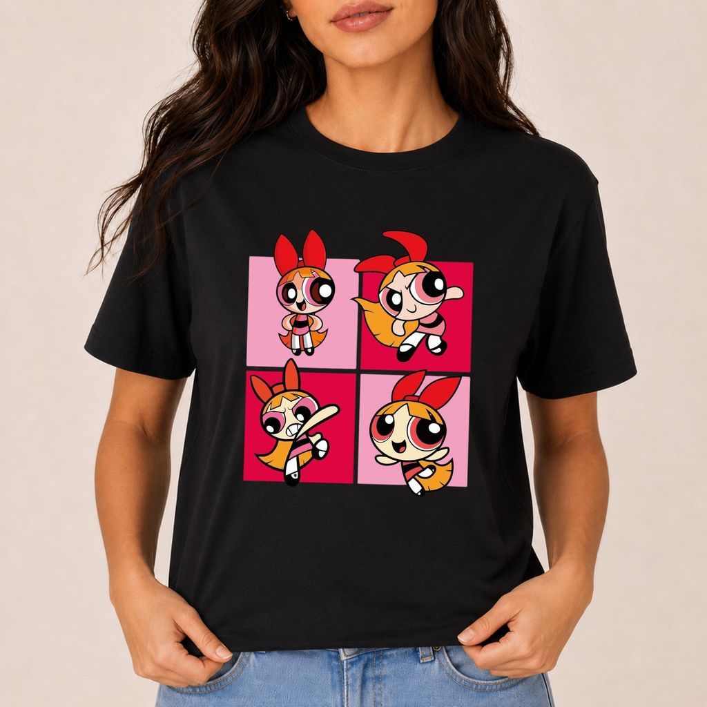 Camiseta Feminina Meninas Super Poderosas Florzinha Estampada Algodão Moda Casual Estilosa