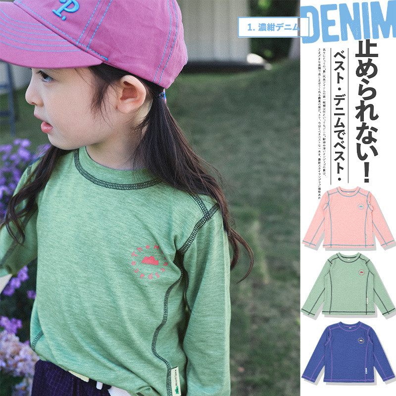 Camiseta infantil de secagem rápida 2026 estilo outono ao ar livre meninas em torno do pescoço de manga comprida topos m