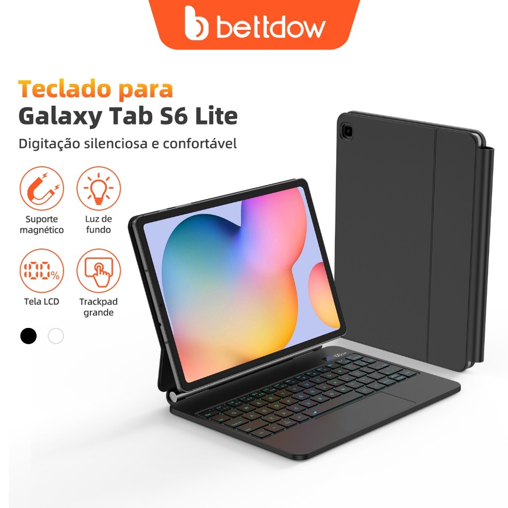 Teclado Bluetooth BETTDOW Samsung S6 Lite com capa magnética removível, Bluetoot