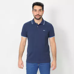 Camiseta Polo Colcci Logo Minimalista Azul - Masculino