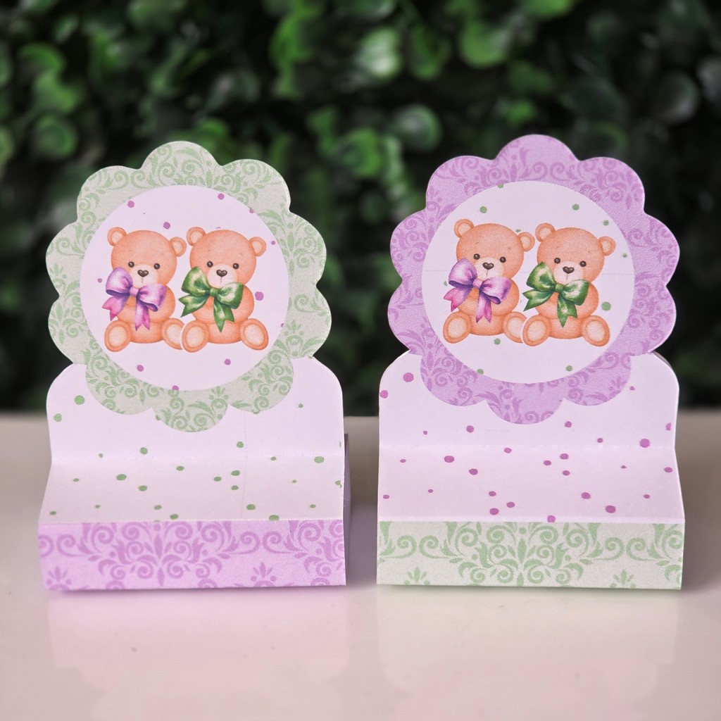 Porta bis duplo CHÁ REVELAÇÃO LILÁS E VERDE bebê fraldas lembrancinhas personalizadas mimos infantil decoração