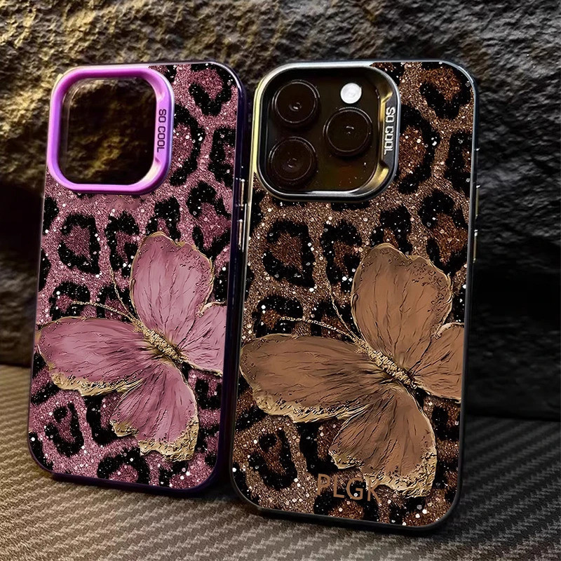 Capa com Padrão de Borboleta Leopardo para Samsung Galaxy A15 A33 A17 A07 A24 A34 A14 A13 A23 A55 A35 A25 A05 A05S 5G