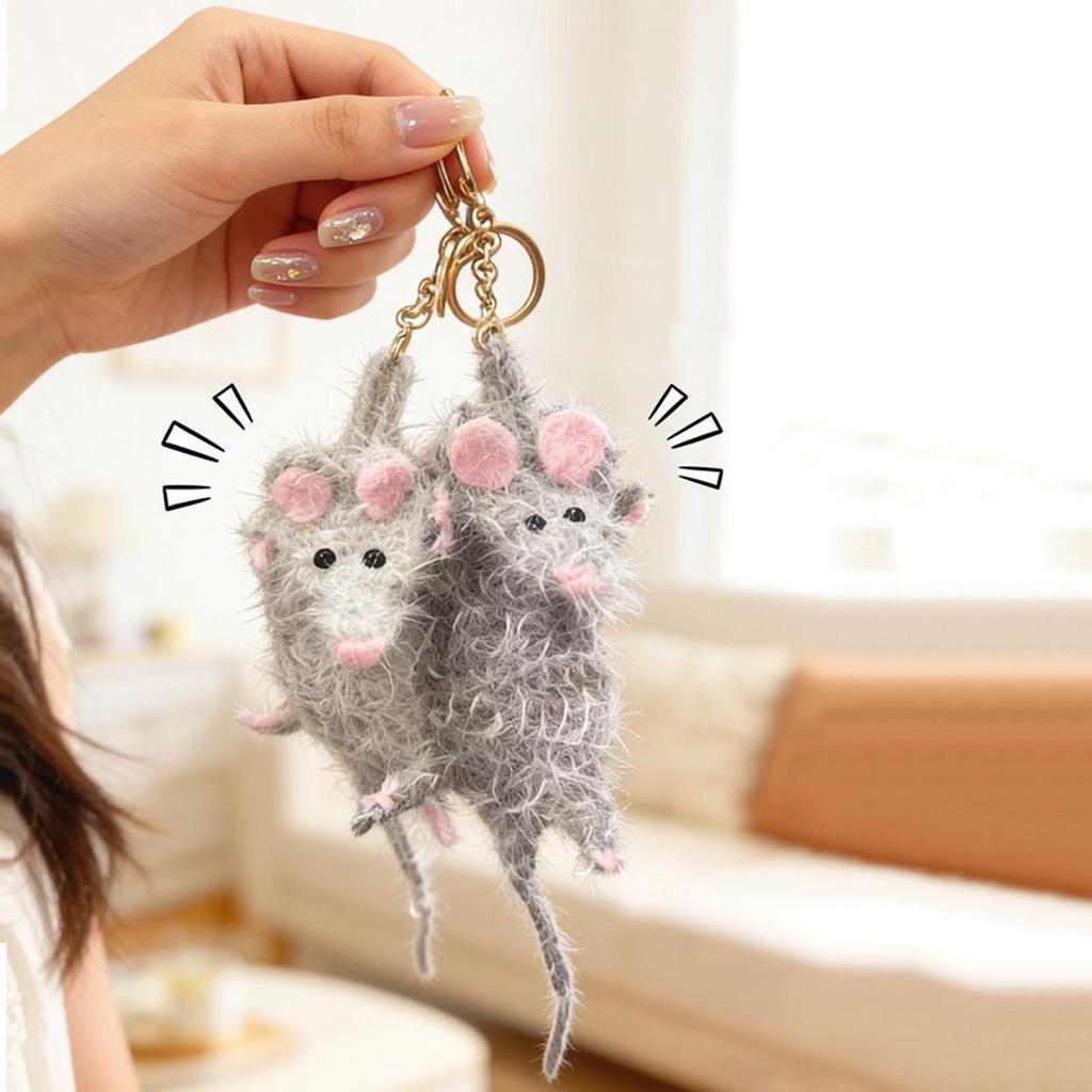 Saco De Rato Charme De Malha Ornamentos De Animais De Pelúcia Pingente Brinquedo Bonecas Crianças Mouse Chaveiro Para