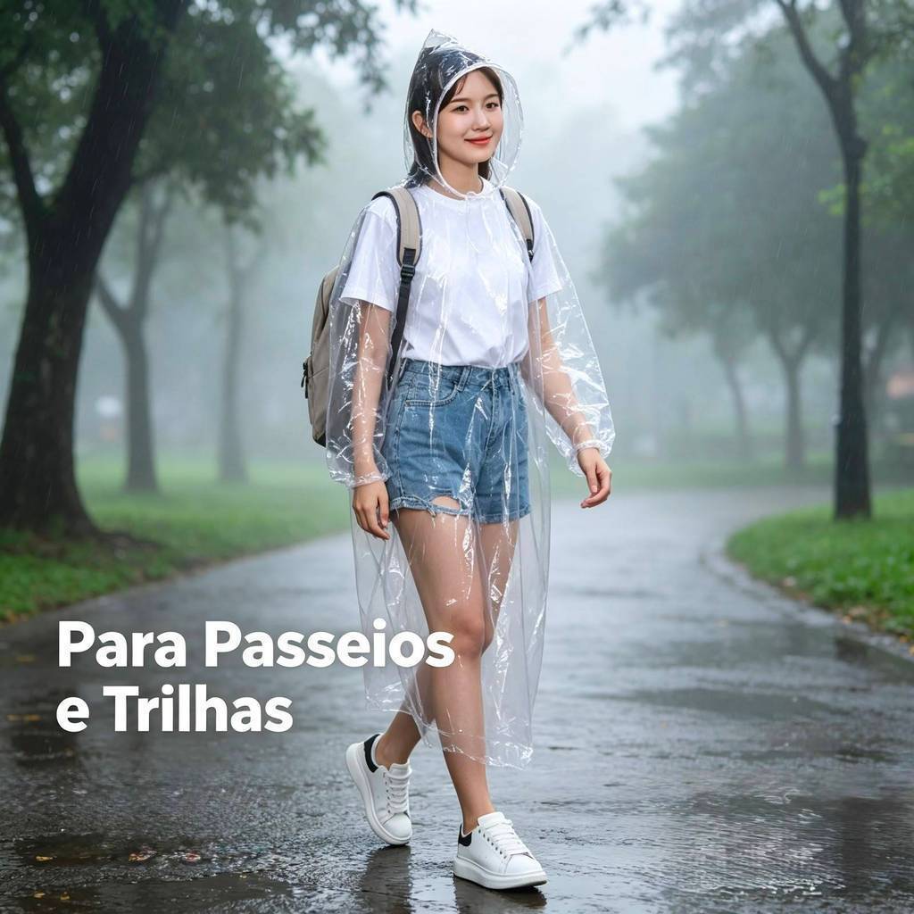 KIT Capa De Chuva Descartavel Transparente Com Capuz LL-55