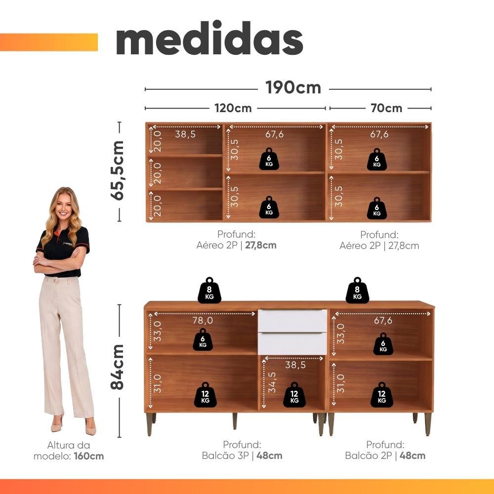 Armário de Cozinha Completa 9 Portas 2 Gavetas 100% MDF Clara · foto 2
