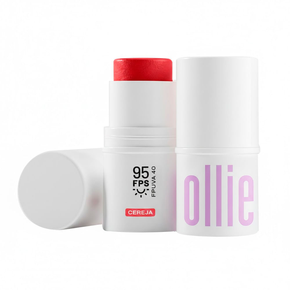 Bastão Ollie 3 em 1 Blush Batom e Sombra FPS 95 Cor Cereja 4,5g