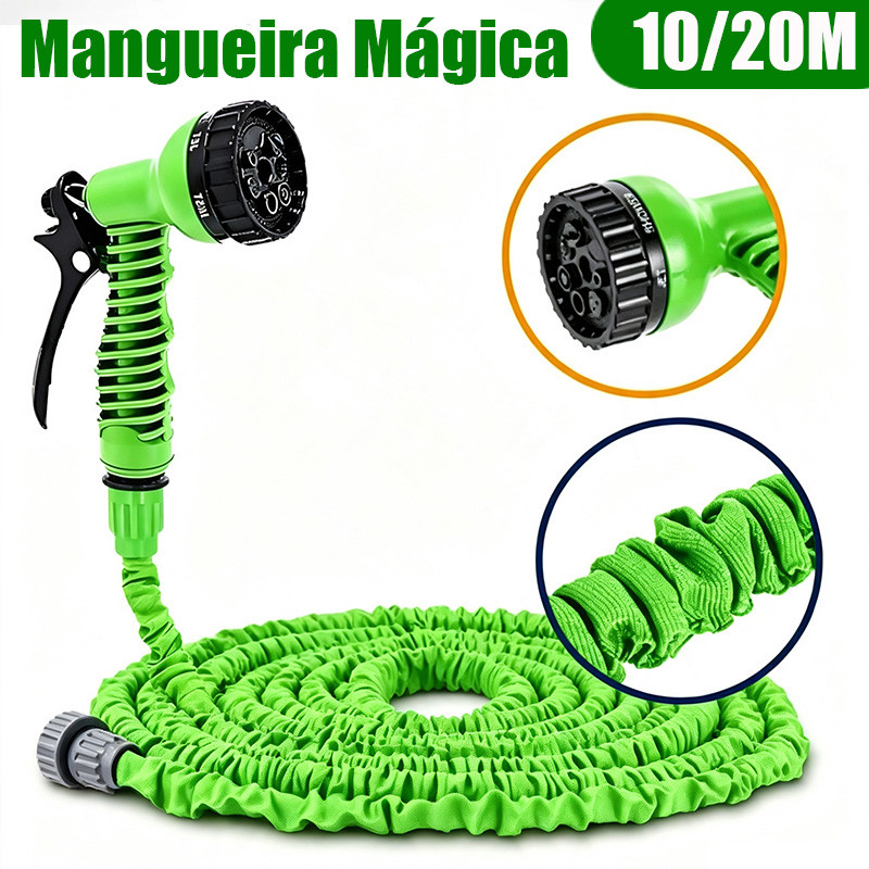 Mangueira Mágica Extensível Elástica 10M 20M Jato 7 Funções Para Uso No Jardim