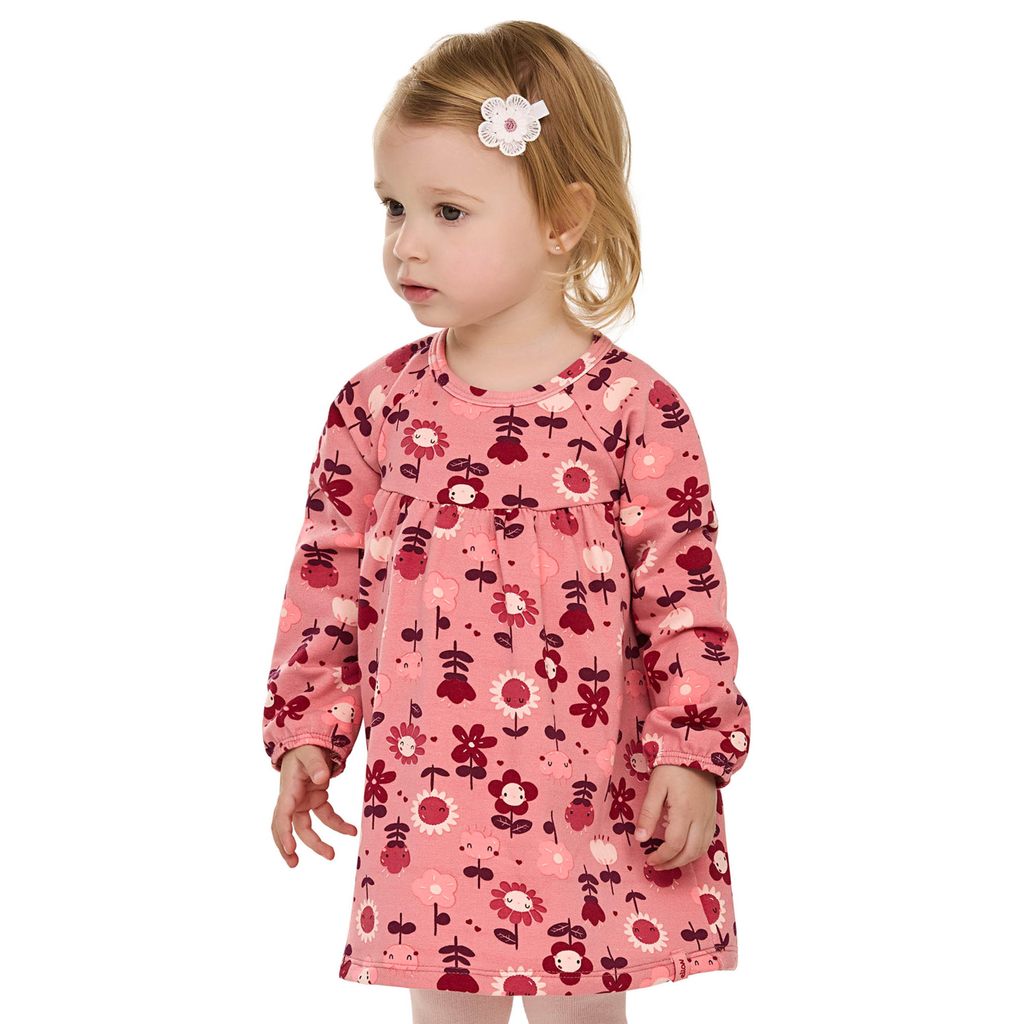 Vestido Bebê Menina Molecotton Floral Elian Rosa