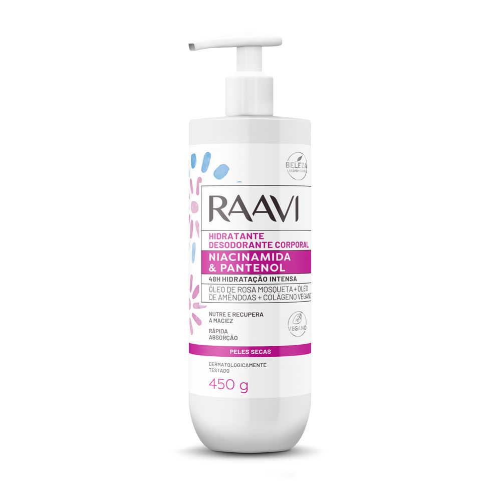 Creme Hidratante Corporal Niacinamida & Pantenol Raavi 450g
