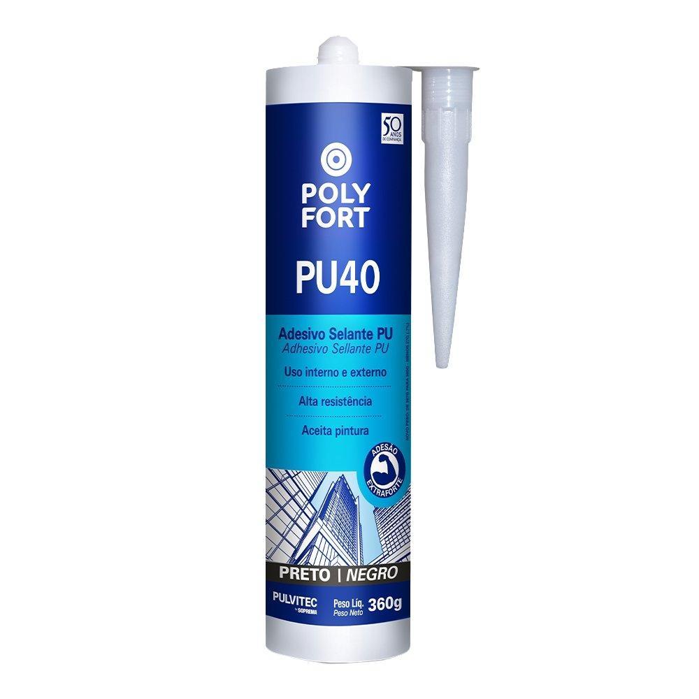 Adesivo Selante Polyfort PU40 Multiuso Preto 360g Nacional