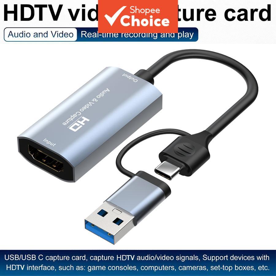 Placa de captura de vídeo USB 3.0 4K HDTV para USB/Tipo-C, gravador de jogos par
