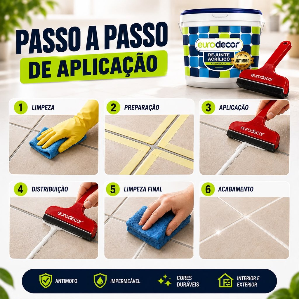 Rejunte Líquido 1KG Ou 5KG Antimofo Banheiro Interno Externo Várias Cores + Aplicador — imagem 2 de 2