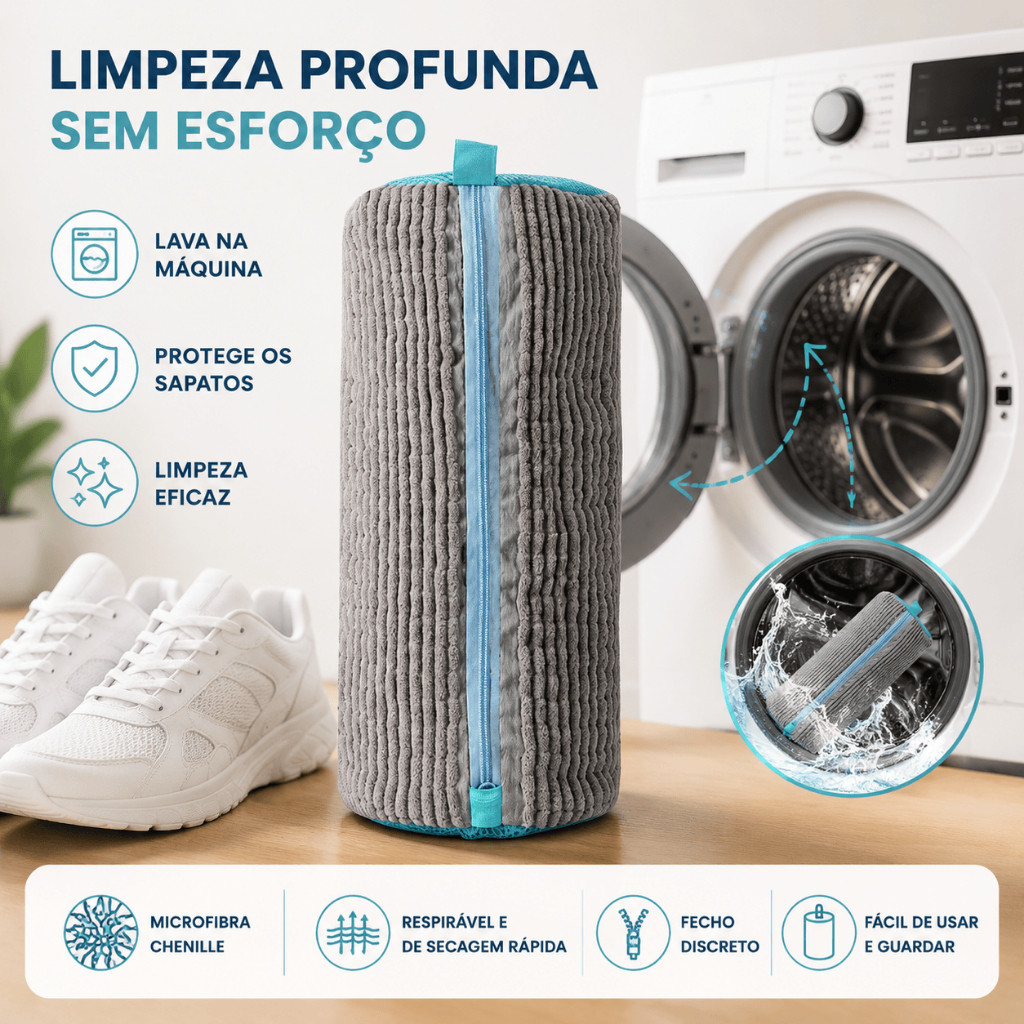 Saco de Lavagem para Sapatos com Zíper, Limpeza Sem Esforço, Protege Solas e Tecido dos Tênis