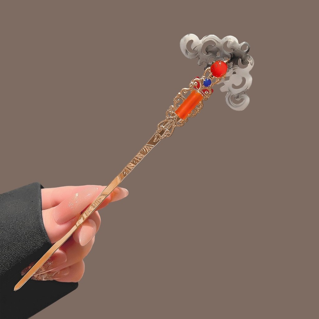Moda elegante dourado oco esculpido Ruyi Hairpin temperamento de alto valor acessórios de cabelo da moda