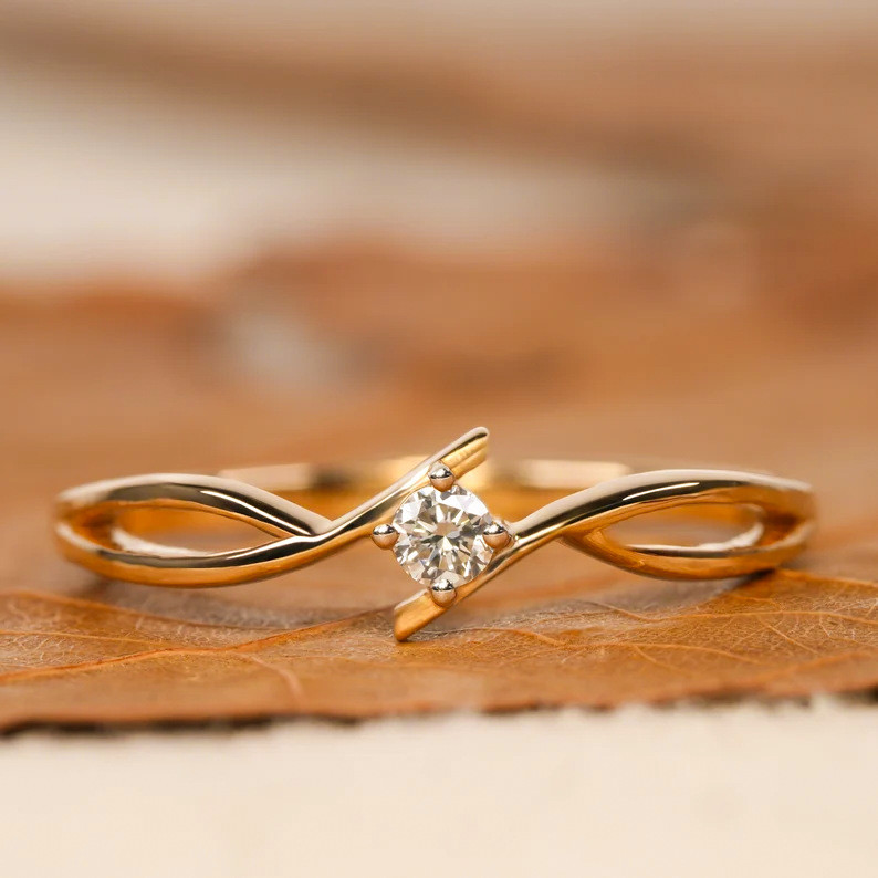 Anel de diamante estilo celta Mobius incrustado zircão anel eterno feminino único minimalista anel europeu americano jói