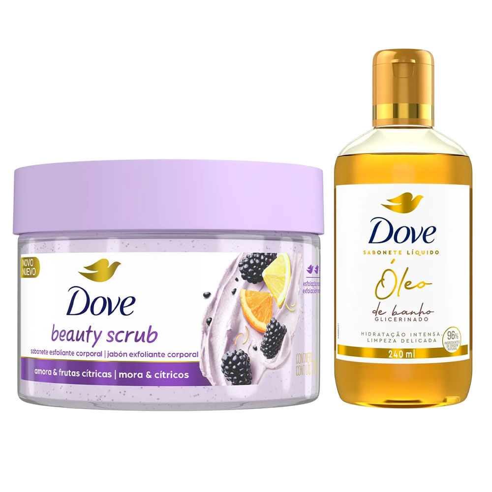 Kit Dove Esfoliante Corporal Beauty Scrub Amora & Frutas Cítricas 280g + Óleo De