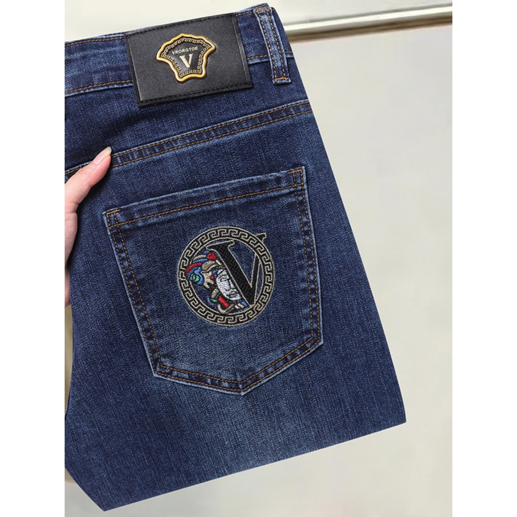 Grande marca corte etiqueta comércio exterior Jeans masculino marca desconto pedido de exportação genuíno primavera verã