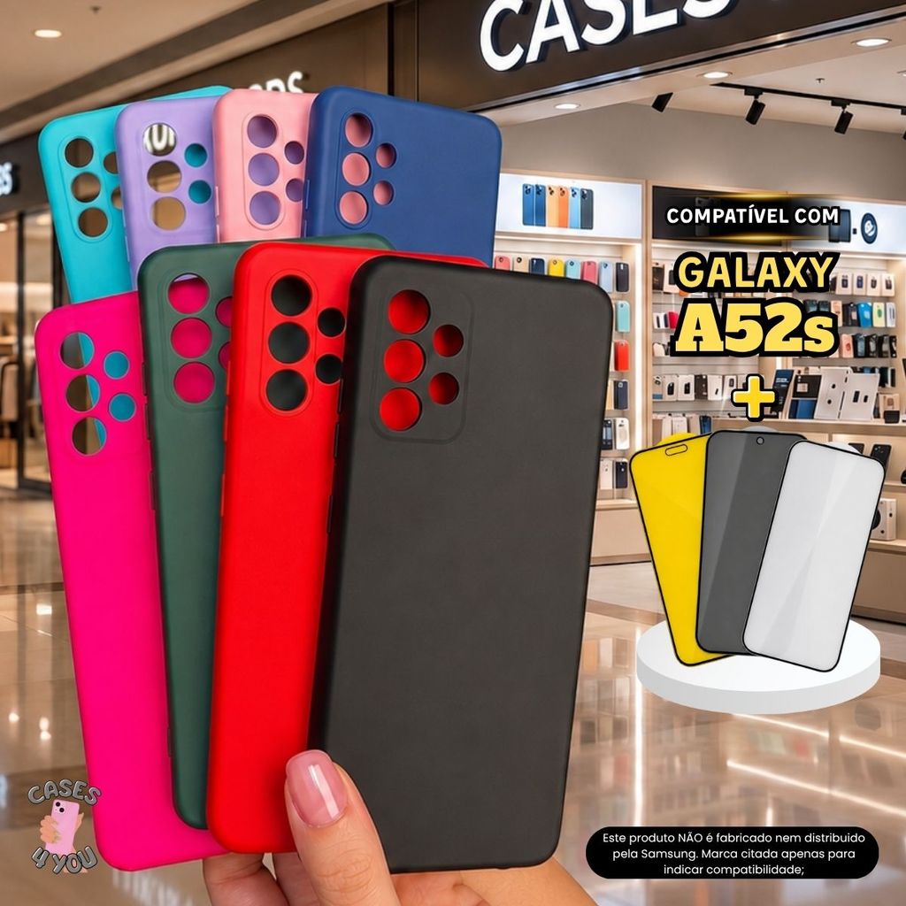 Capa Compatível com Galaxy A52s Capinha Aveludada + Película 3D Cerâmica Privacidade