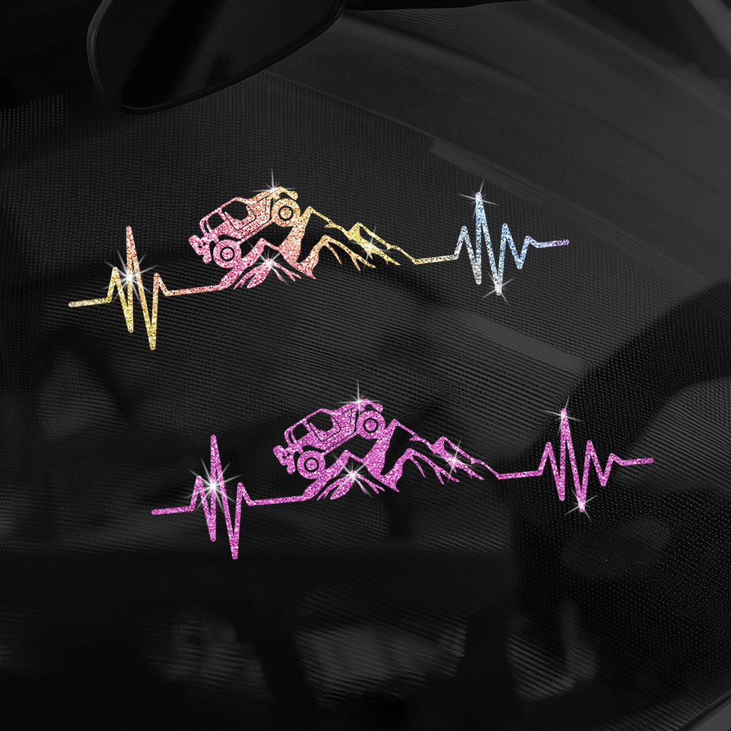 1 Unidade Interessante Glitter ECG Pulso Offroad Jeep Escalada Montanha Brilho Adesivo De Vinil , Decalque Autoadesivo P