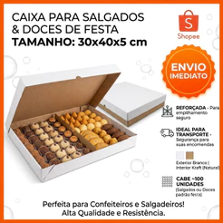 10 Caixas 30x40x5 para (Salgados ou Doces) Pardo