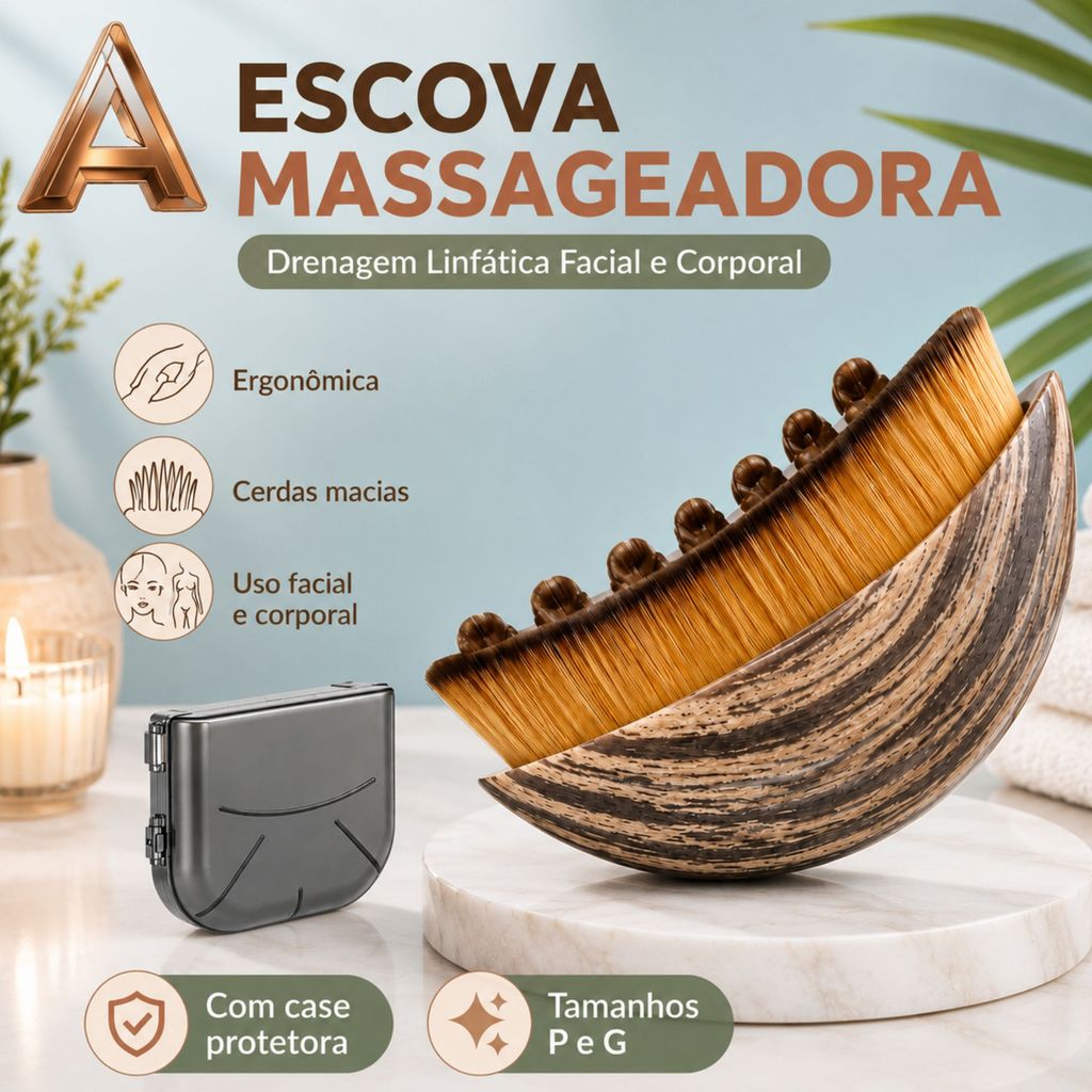 Escova Massageadora para Drenagem Linfática Facial e Corporal