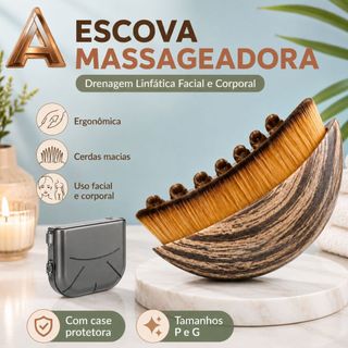 Escova Massageadora para Drenagem Linfática Facial e Corporal