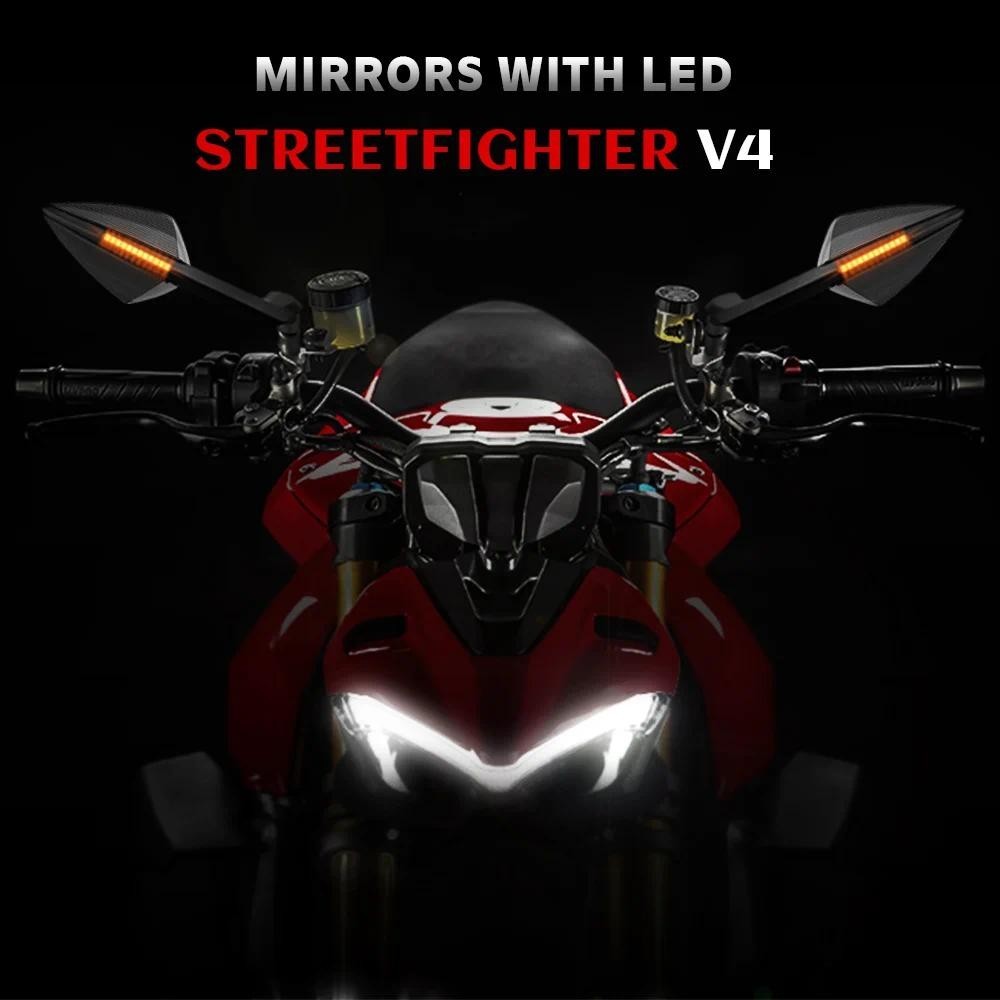 Para DUCATI Streetfighter V4 Acessórios Da Motocicleta Espelhos LED StreetfighterV4 Laterais Com Indicador De Sinal De V