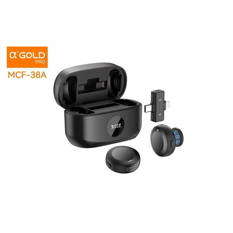 Microfone de Lapela Sem fio Magnético 2 em 1 Type C e Lightning Agold MCF-38A 2 in 1