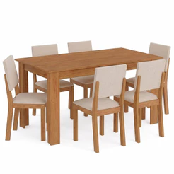 Kit Mesa de Jantar Violeta Mel com 6 Cadeiras Bela