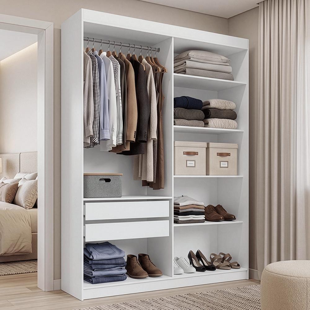 Guarda-roupa Closet Venus 110509CL2G1 2 Gavetas MDP 121cm Branco Madesa