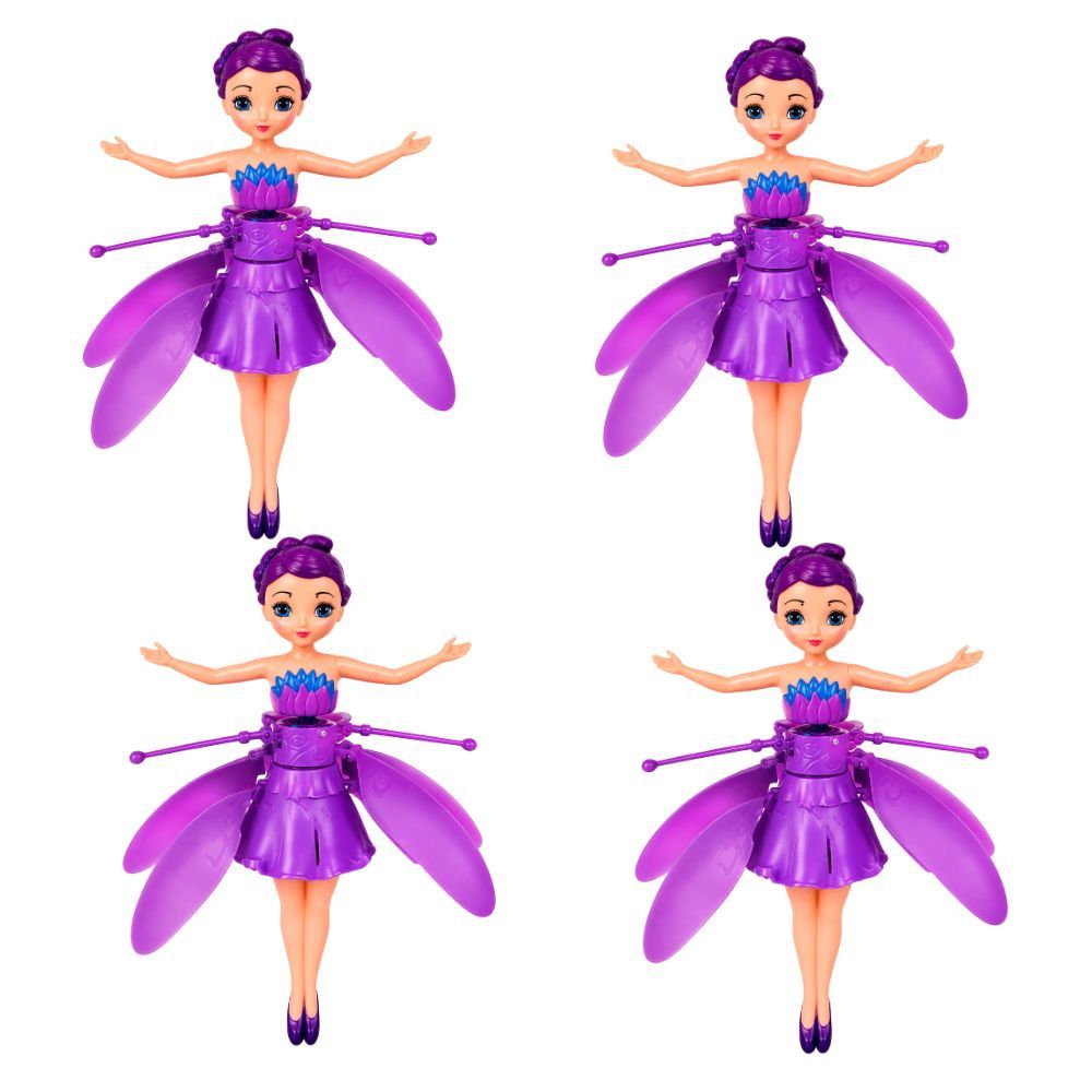 Kit 4 Boneca Fada Voadora Infantil Com Asas E Movimento